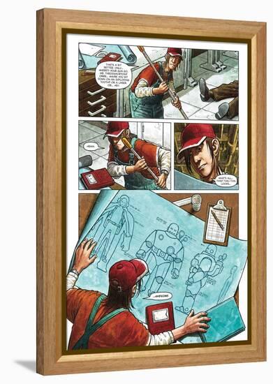 Zombies vs. Robots - Comic Page with Panels-Paul McCaffrey-Framed Stretched Canvas