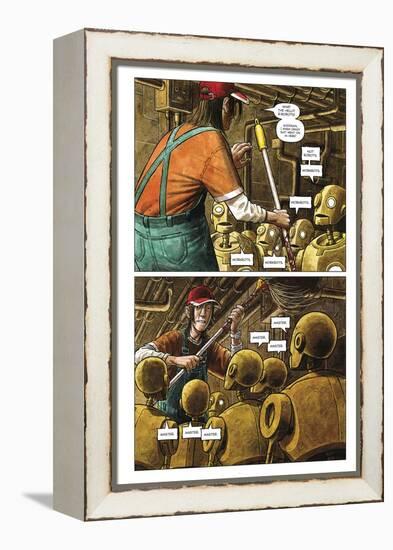 Zombies vs. Robots - Comic Page with Panels-Paul McCaffrey-Framed Stretched Canvas