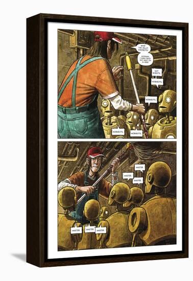 Zombies vs. Robots - Comic Page with Panels-Paul McCaffrey-Framed Stretched Canvas