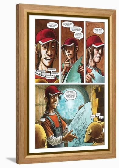 Zombies vs. Robots - Comic Page with Panels-Paul McCaffrey-Framed Stretched Canvas