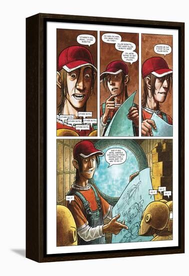 Zombies vs. Robots - Comic Page with Panels-Paul McCaffrey-Framed Stretched Canvas