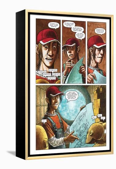 Zombies vs. Robots - Comic Page with Panels-Paul McCaffrey-Framed Stretched Canvas