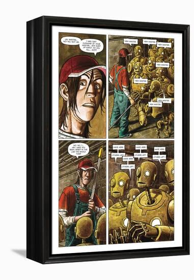 Zombies vs. Robots - Comic Page with Panels-Paul McCaffrey-Framed Stretched Canvas