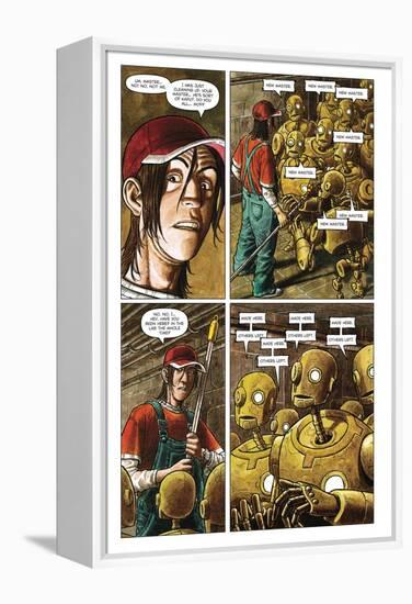 Zombies vs. Robots - Comic Page with Panels-Paul McCaffrey-Framed Stretched Canvas