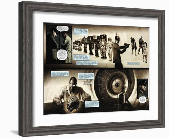 Zombies vs. Robots - Comic Page with Panels-Menton Matthews III-Framed Art Print