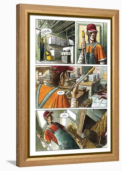 Zombies vs. Robots - Comic Page with Panels-Paul McCaffrey-Framed Stretched Canvas