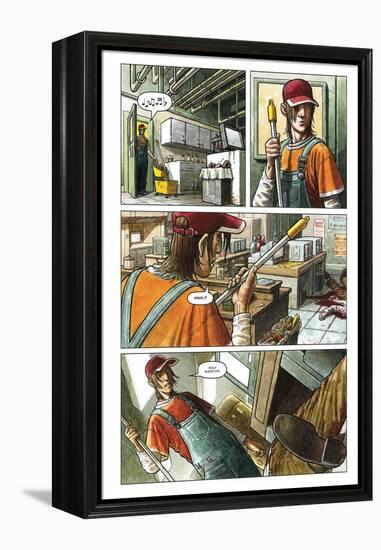 Zombies vs. Robots - Comic Page with Panels-Paul McCaffrey-Framed Stretched Canvas