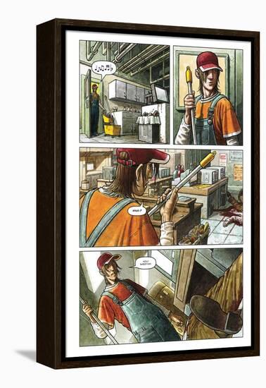 Zombies vs. Robots - Comic Page with Panels-Paul McCaffrey-Framed Stretched Canvas