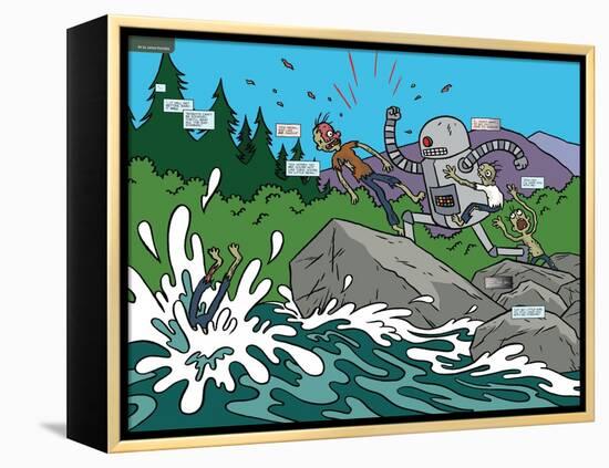 Zombies vs. Robots: No. 7 - Page Spread-James Kochalka-Framed Stretched Canvas