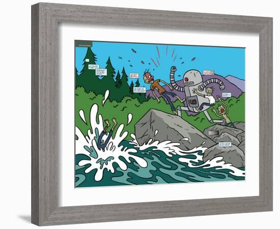 Zombies vs. Robots: No. 7 - Page Spread-James Kochalka-Framed Art Print