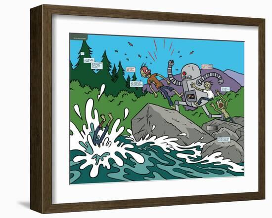 Zombies vs. Robots: No. 7 - Page Spread-James Kochalka-Framed Art Print