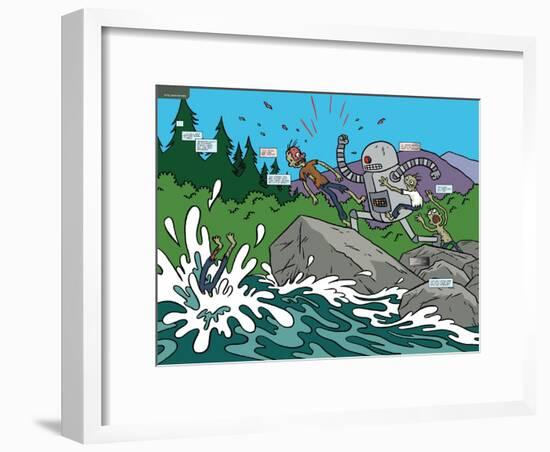 Zombies vs. Robots: No. 7 - Page Spread-James Kochalka-Framed Art Print