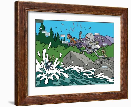 Zombies vs. Robots: No. 7 - Page Spread-James Kochalka-Framed Art Print