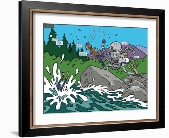 Zombies vs. Robots: No. 7 - Page Spread-James Kochalka-Framed Art Print