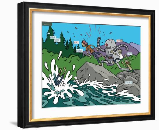 Zombies vs. Robots: No. 7 - Page Spread-James Kochalka-Framed Art Print