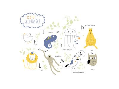 Zoo Alphabet H I J K L M N O Letters Art Print Lera Efremova Art Com