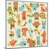 Zoo Alphabet with Cute Animals in Cartoon Style.-Kaliaha Volha-Mounted Art Print