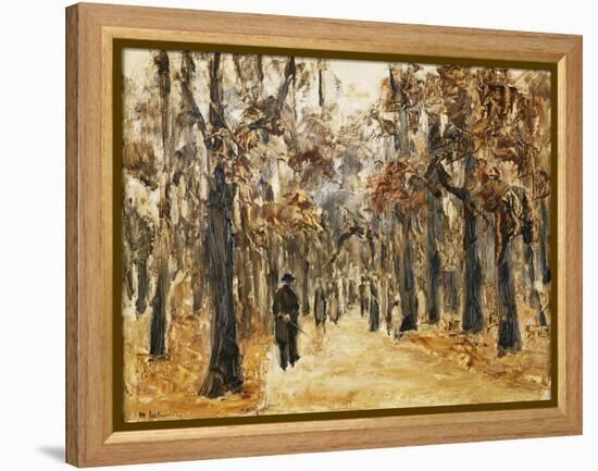 Zoological Gardens in Autumn with Figures Walking; Tiergarten Im Herbst Mit Spaziergangern-Max Liebermann-Framed Premier Image Canvas