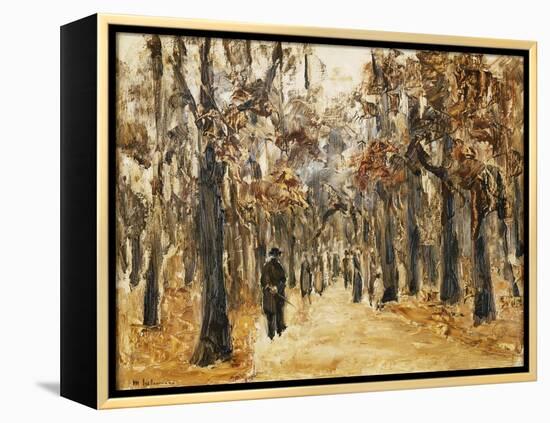 Zoological Gardens in Autumn with Figures Walking; Tiergarten Im Herbst Mit Spaziergangern-Max Liebermann-Framed Premier Image Canvas