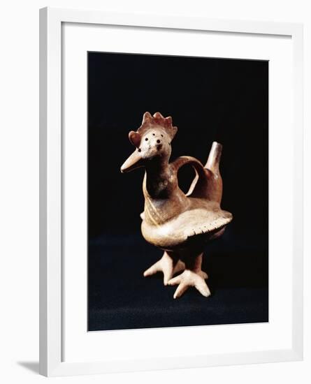 Zoomorphic Polychrome Terracotta Vessel in Shape of Rooster, Peru, Vicus Culture-null-Framed Photographic Print