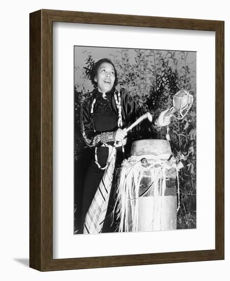 Zora Neale Hurston, African American Author and Folklorist, Beating the Hountar, or Mama Drum, 1937-null-Framed Premium Giclee Print