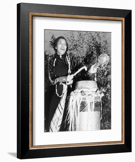 Zora Neale Hurston, African American Author and Folklorist, Beating the Hountar, or Mama Drum, 1937-null-Framed Premium Giclee Print