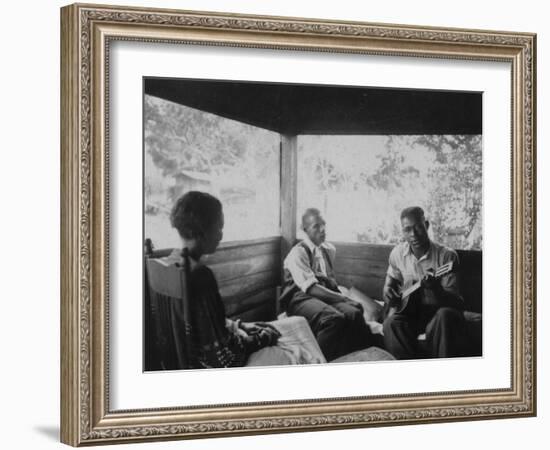 Zora Neale Hurston, Rochelle French, and Gabriel Brown, in Eatonville, Florida Recording, 1935-null-Framed Art Print