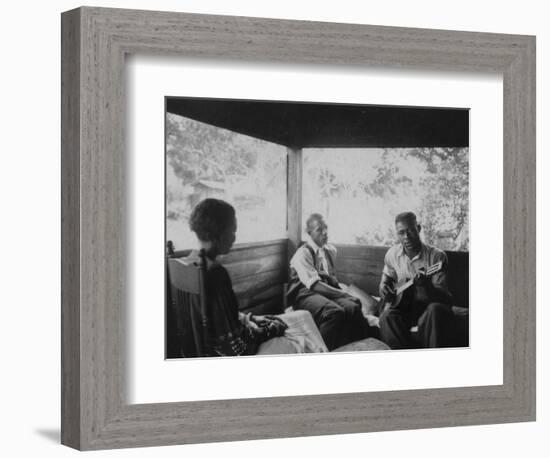 Zora Neale Hurston, Rochelle French, and Gabriel Brown, in Eatonville, Florida Recording, 1935-null-Framed Art Print