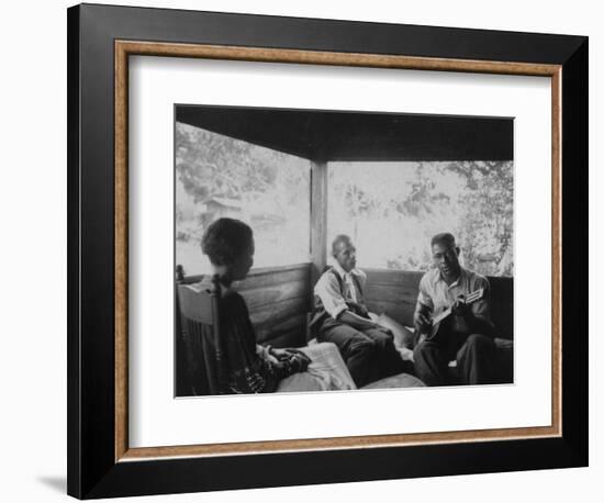 Zora Neale Hurston, Rochelle French, and Gabriel Brown, in Eatonville, Florida Recording, 1935-null-Framed Art Print