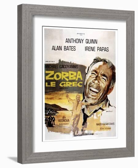 Zorba the Greek, (AKA Zorba Le Grec), Anthony Quinn on French Poster Art, 1964-null-Framed Art Print