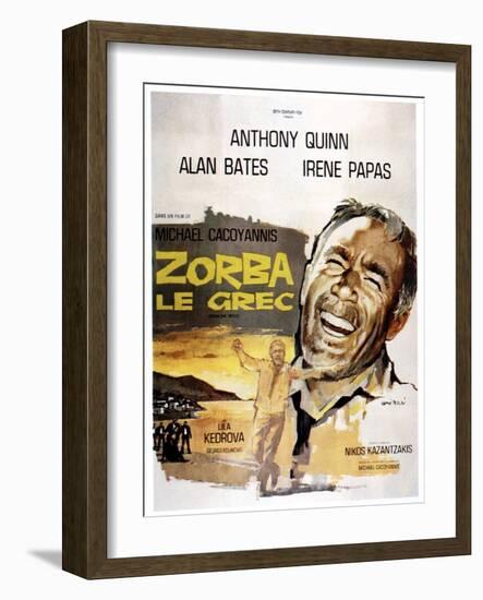 Zorba the Greek, (AKA Zorba Le Grec), Anthony Quinn on French Poster Art, 1964-null-Framed Art Print