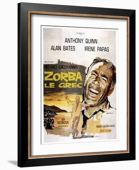 Zorba the Greek, (AKA Zorba Le Grec), Anthony Quinn on French Poster Art, 1964-null-Framed Art Print