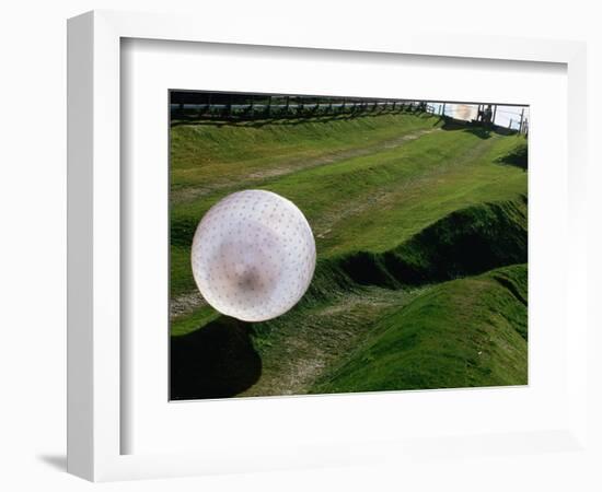 Zorbs People Moving Inside Balls on Lawn, Rotorua, New Zealand-John Banagan-Framed Photographic Print