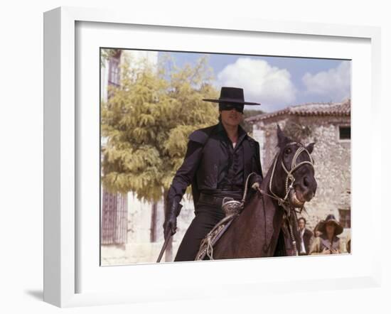 Zorro by Duccio Tessari with Alain Delon, 1975 (photo)-null-Framed Photo