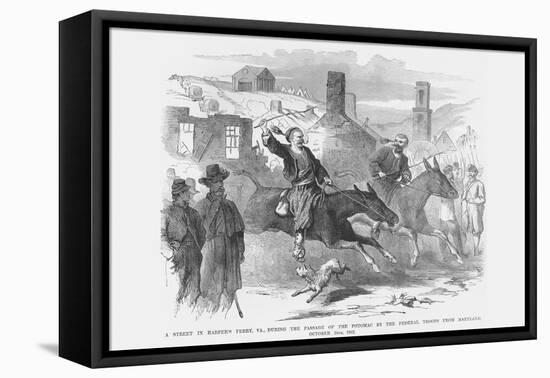 Zouaves Ride their Horses Thru Harper's Ferry-Frank Leslie-Framed Stretched Canvas