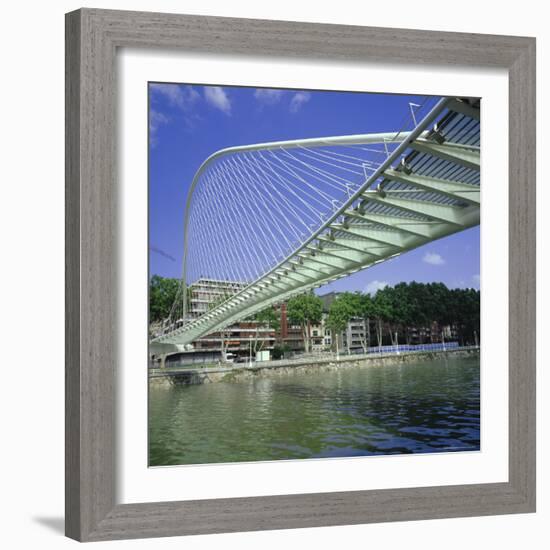 Zubizuri Curved Pedestrian Bridge Over Bilbao River, Bilbao, Pais Vasco (Vizcaya), Spain, Europe-Christopher Rennie-Framed Photographic Print