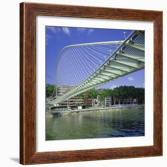 Zubizuri Curved Pedestrian Bridge Over Bilbao River, Bilbao, Pais Vasco (Vizcaya), Spain, Europe-Christopher Rennie-Framed Photographic Print