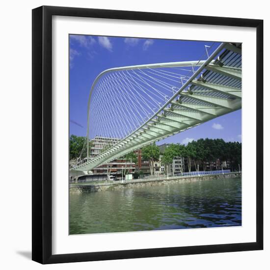 Zubizuri Curved Pedestrian Bridge Over Bilbao River, Bilbao, Pais Vasco (Vizcaya), Spain, Europe-Christopher Rennie-Framed Photographic Print