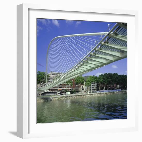 Zubizuri Curved Pedestrian Bridge Over Bilbao River, Bilbao, Pais Vasco (Vizcaya), Spain, Europe-Christopher Rennie-Framed Photographic Print