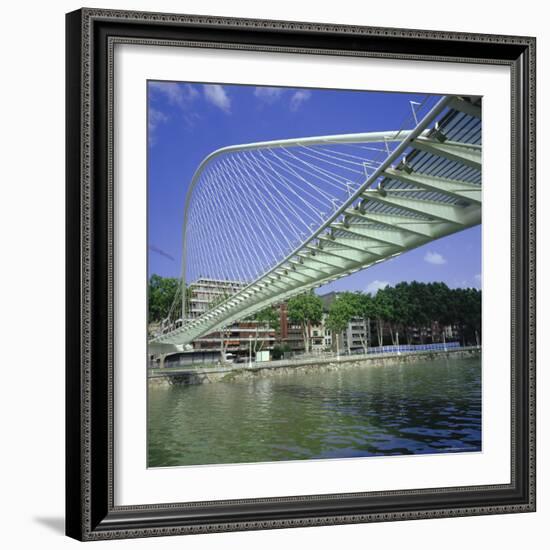 Zubizuri Curved Pedestrian Bridge Over Bilbao River, Bilbao, Pais Vasco (Vizcaya), Spain, Europe-Christopher Rennie-Framed Photographic Print