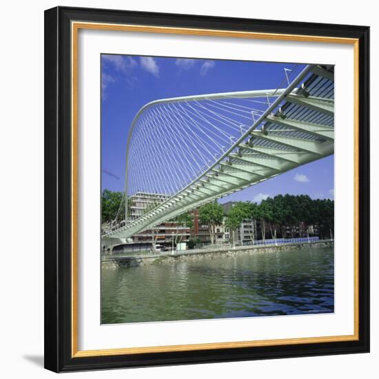 Zubizuri Curved Pedestrian Bridge Over Bilbao River, Bilbao, Pais Vasco (Vizcaya), Spain, Europe-Christopher Rennie-Framed Photographic Print