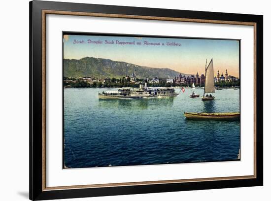 Zürich, Dampfer Stadt Rapperswil Mit Alpenquai, Berg-null-Framed Photographic Print