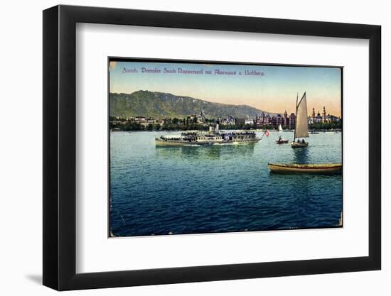 Zürich, Dampfer Stadt Rapperswil Mit Alpenquai, Berg-null-Framed Photographic Print