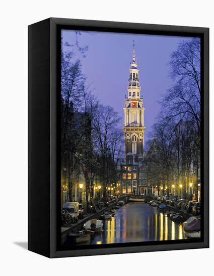 Zuiderkerkand Canal at Night, Amsterdam, Holland-Jon Arnold-Framed Premier Image Canvas