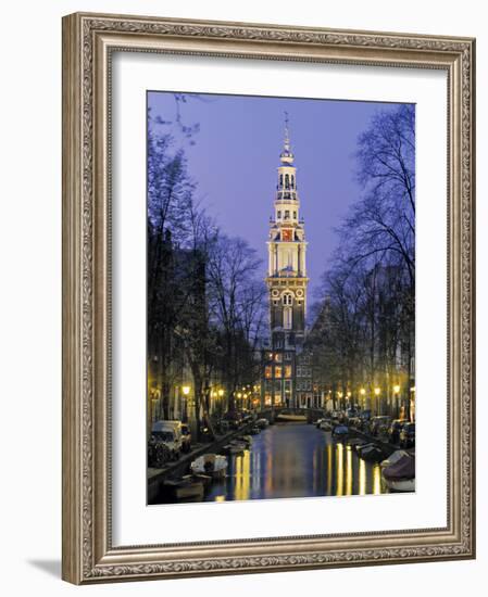 Zuiderkerkand Canal at Night, Amsterdam, Holland-Jon Arnold-Framed Photographic Print