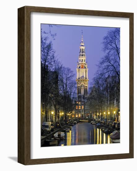 Zuiderkerkand Canal at Night, Amsterdam, Holland-Jon Arnold-Framed Photographic Print