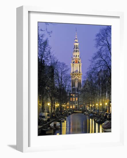 Zuiderkerkand Canal at Night, Amsterdam, Holland-Jon Arnold-Framed Photographic Print