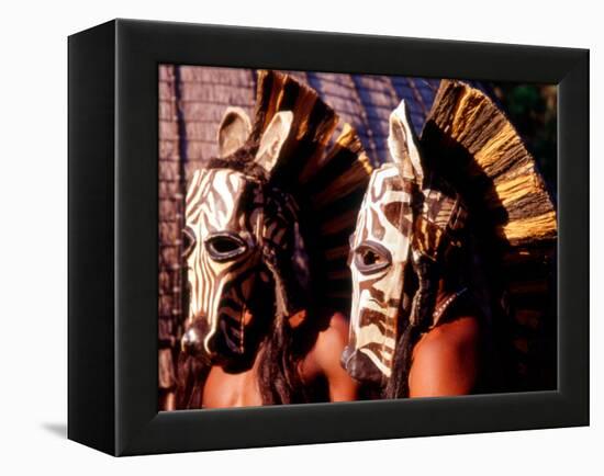 Zulu Zebra Masked Dancers, South Africa-Claudia Adams-Framed Premier Image Canvas