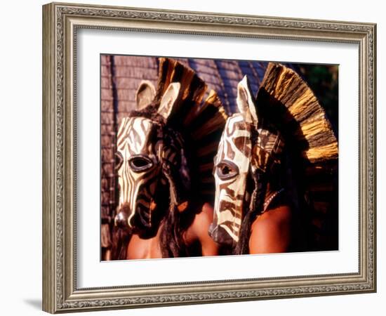 Zulu Zebra Masked Dancers, South Africa-Claudia Adams-Framed Photographic Print