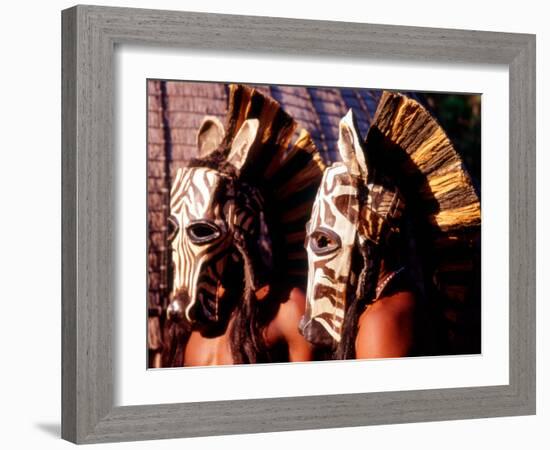 Zulu Zebra Masked Dancers, South Africa-Claudia Adams-Framed Photographic Print